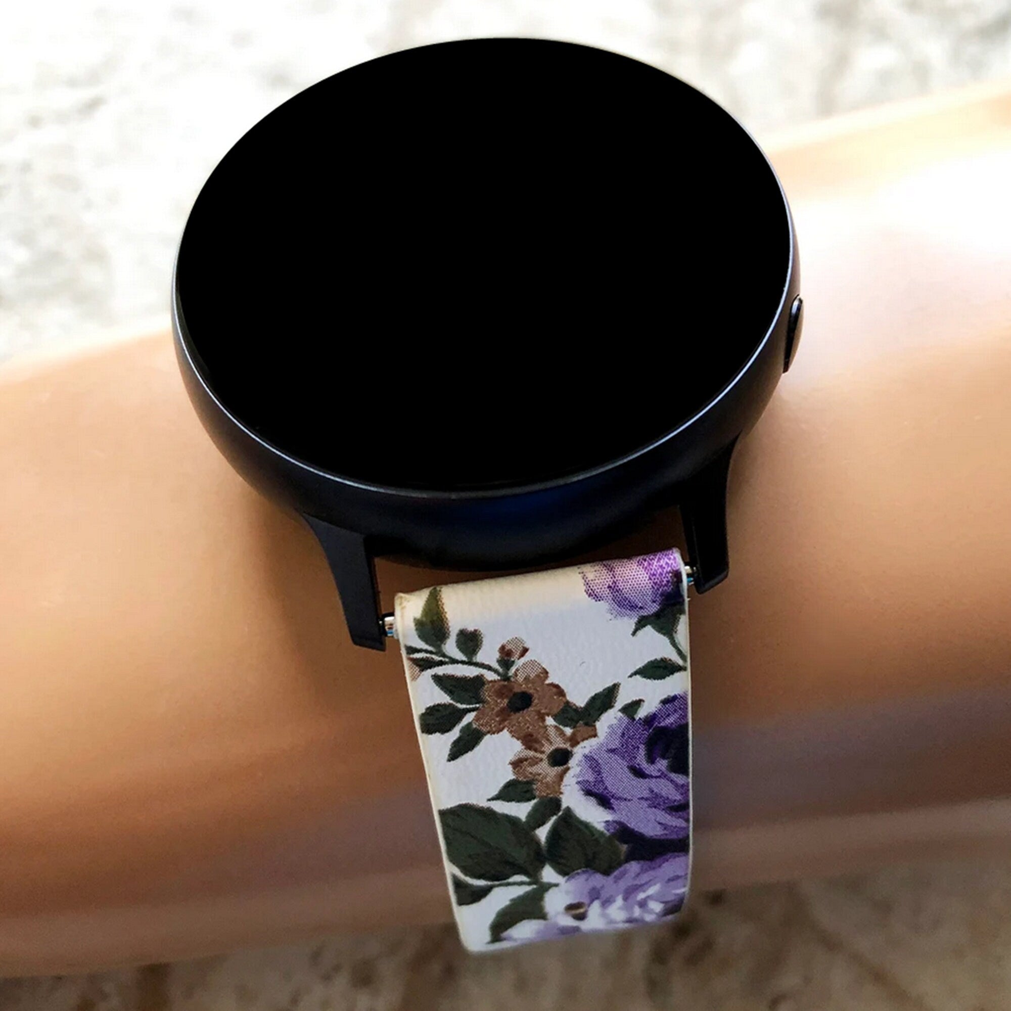 Google Pixel Watch 3 2 1 41mm Band Purple Floral Roses FL-4 Leather Bracelet Wristband Strap Flowers Fashion Accessory Tech Jewelry B18A20